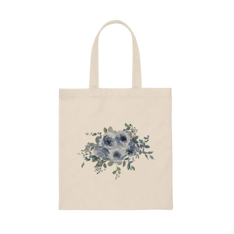 Boho Watercolor Floral Canvas Tote Bag