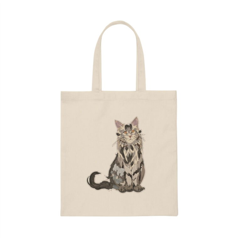 Watercolor Cat Canvas Tote Bag