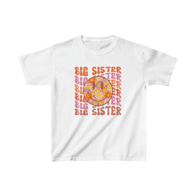 Big Sister Retro Groovy Smiley Youth Kids Tee