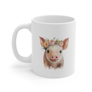 Floral Pig Ceramic Mug